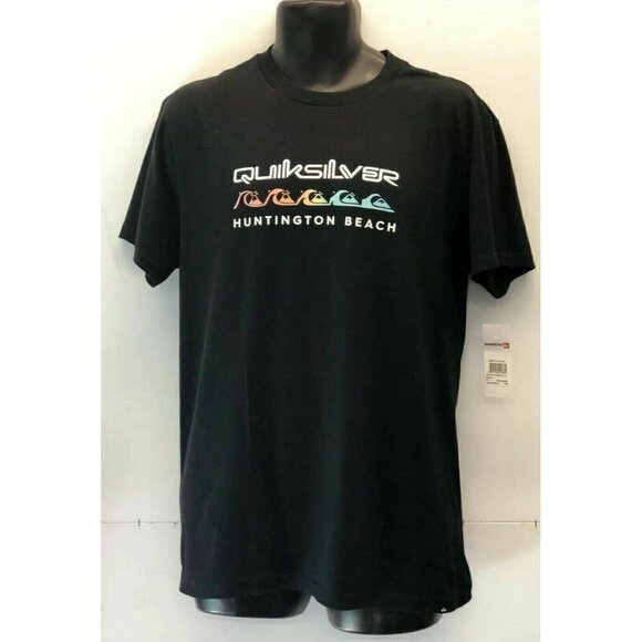 Quiksilver Men's Huntington Beach Black Graphic Tee Size M  A8 - Picture 1 of 10